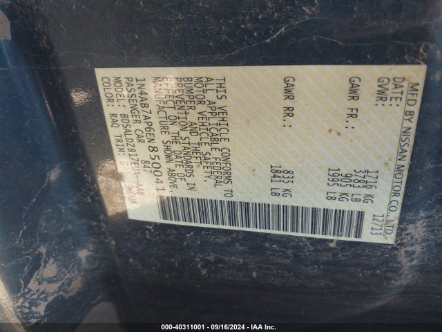 1N4AB7AP6EN850041 Nissan Sentra