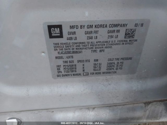 KL4CJGSB2JB680341 Buick Encore Essence