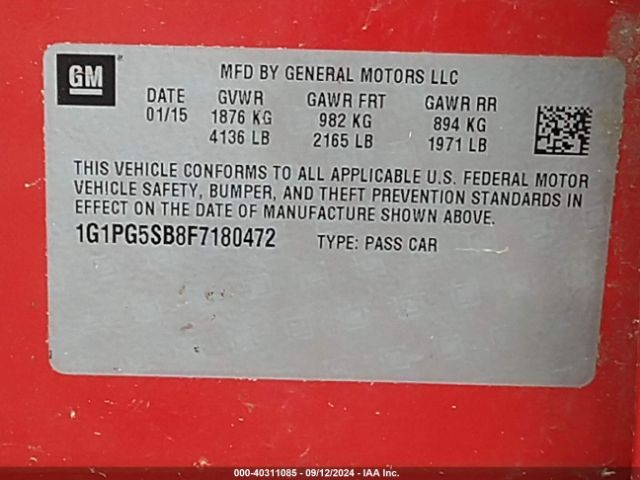 1G1PG5SB8F7180472 Chevrolet CRUZE LTZ