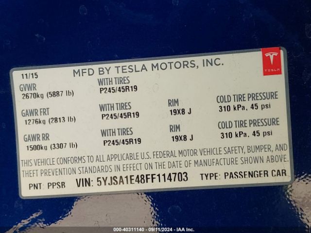 5YJSA1E48FF114703 Tesla Model S 85d/p85d