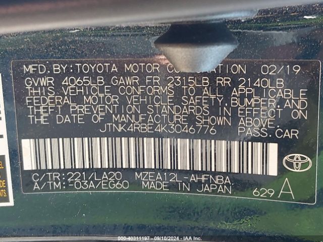 JTNK4RBE4K3046776 Toyota Corolla Xse