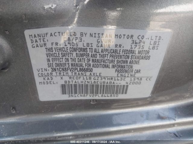 3N1CN8FV2PL866850 Nissan Versa 1.6 Sr Xtronic Cvt