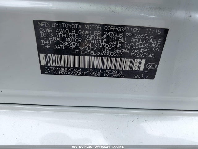 Lexus GS 200T 2016 JTHBA1BL8GA000673 Image 9