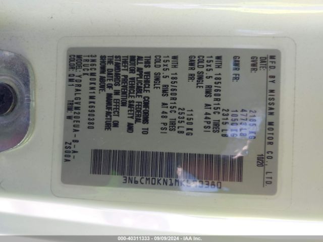 3N6CM0KN1MK690380 Nissan Nv200 Compact Cargo Sv Xtronic Cvt