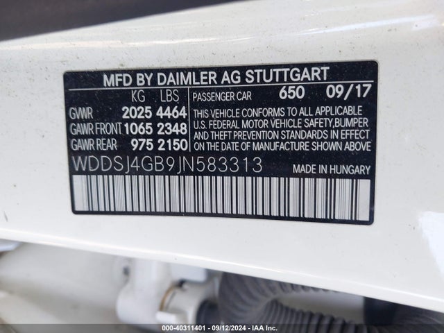 WDDSJ4GB9JN583313 Mercedes-Benz CLA 250 4MATIC