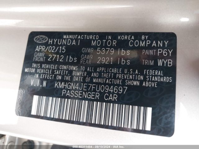 KMHGN4JE7FU094697 Hyundai Genesis 3.8
