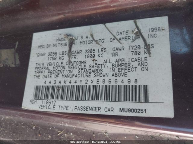 1999 MITSUBISHI ECLIPSE 4A3AK44Y2XE066498 Photo 8