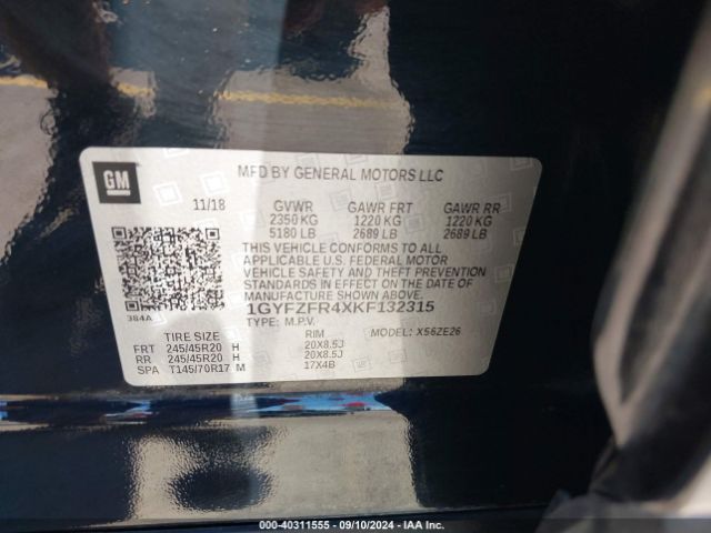 1GYFZFR4XKF132315 Cadillac XT4 SPORT