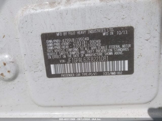 JF1GPAL62E8221081 Subaru Impreza 2.0i Sport Premium