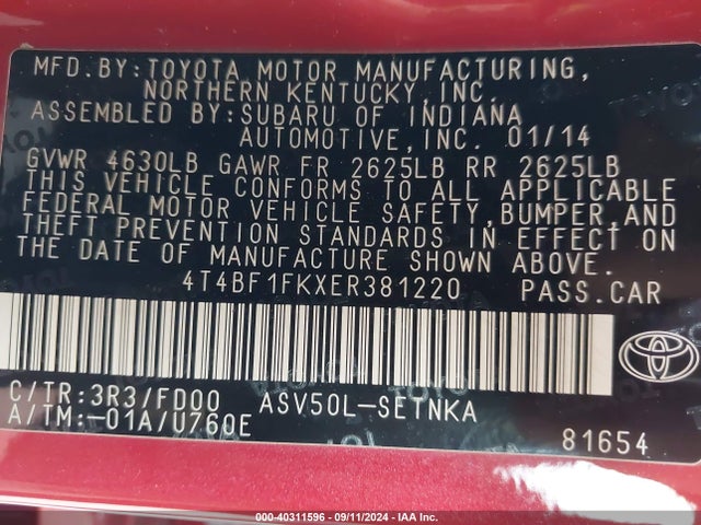 Toyota 2ar-fe 2014 4T4BF1FKXER381220 Image 25