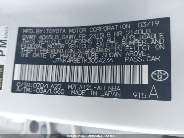 JTNK4RBE1K3054236 Toyota Corolla Xse