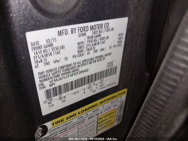 Ford Expedition Xlt 2015 1FMJU1JT3FEF29022 Image 9