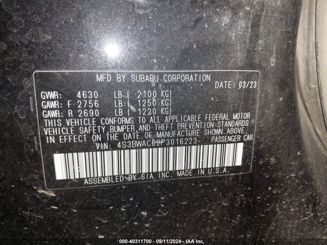 4S3BWAC62P3016223 Subaru Legacy Premium