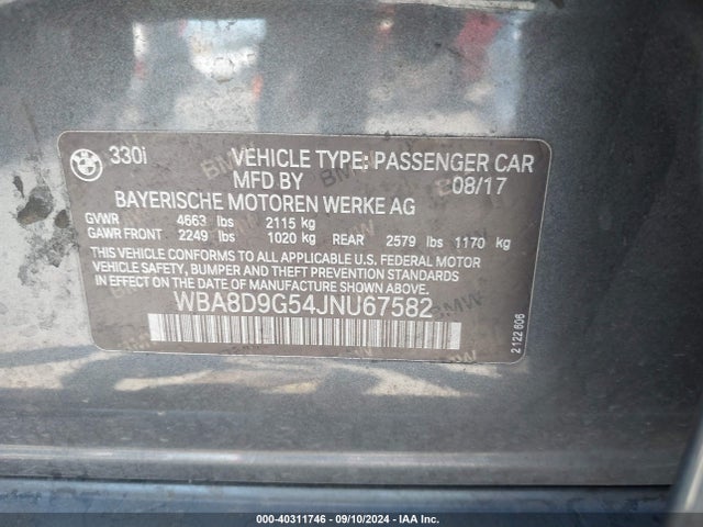 WBA8D9G54JNU67582 BMW 330i Xdrive