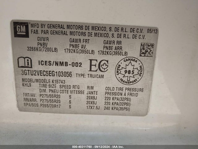 GMC Sierra 1500 Slt 2014 3GTU2VEC5EG103056 Image 9