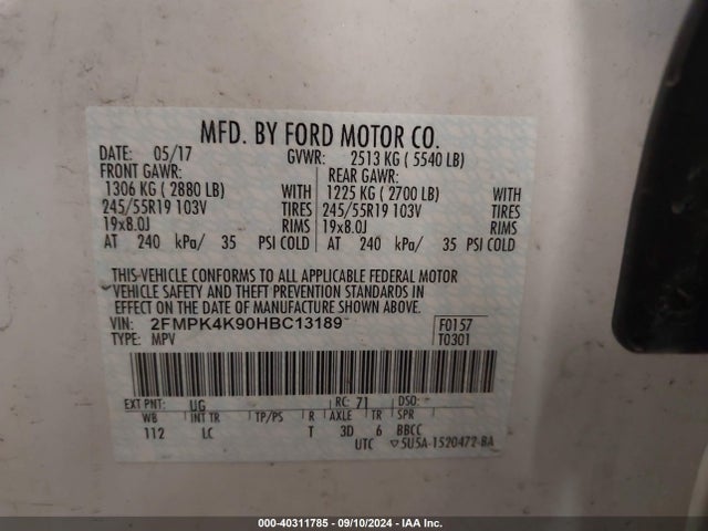 Ford Edge Titanium 2017 2FMPK4K90HBC13189 Image 9
