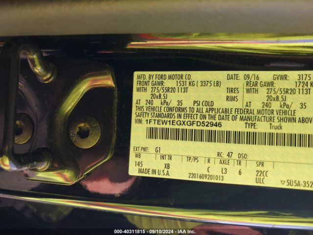 1FTEW1EGXGFD52946 Ford F-150 Xlt
