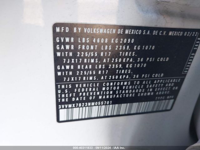 3VVMX7B23NM055701 Volkswagen Taos 1.5t S