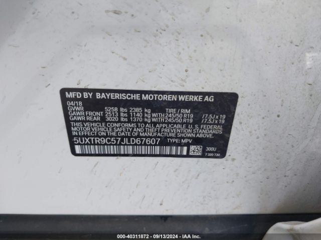5UXTR9C57JLD67607 BMW X3 Xdrive30i