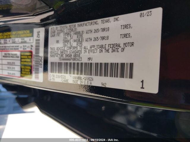7SVAAAAA6PX001613 Toyota Sequoia Sr5