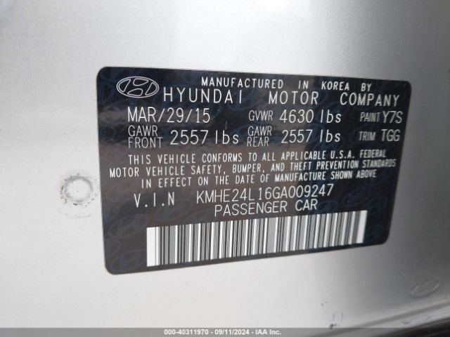 KMHE24L16GA009247 Hyundai Sonata Hybrid Se