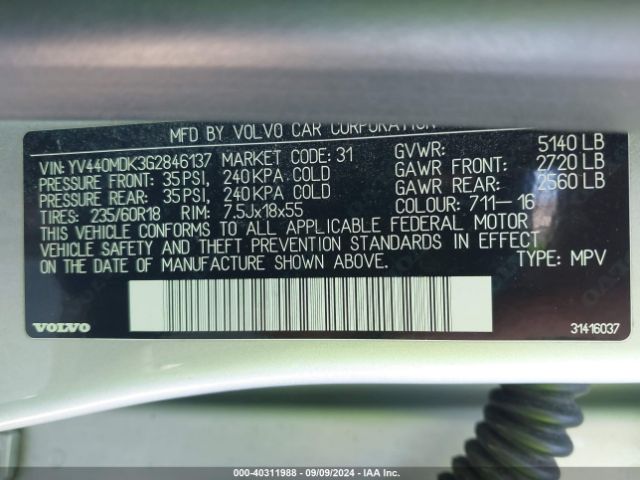YV440MDK3G2846137 Volvo Xc60 T5 Drive-e Premier