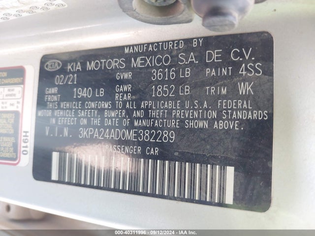 KIA RIO LX 2021 3KPA24AD0ME382289 Image 9