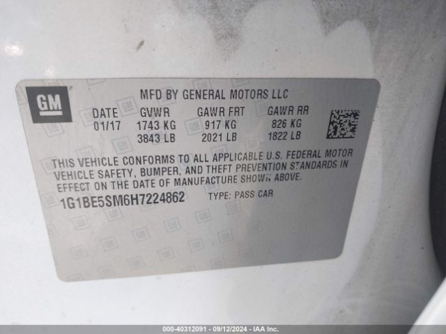 1G1BE5SM6H7224862 Chevrolet Cruze Lt Auto