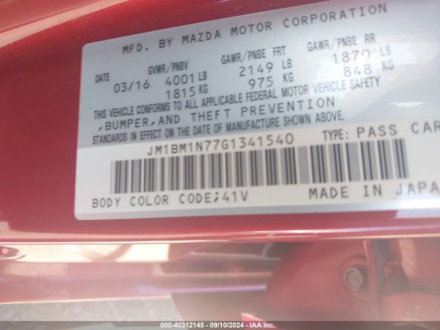 JM1BM1N77G1341540 Mazda Mazda3 I Grand Touring