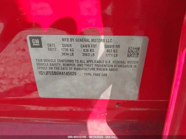 1G1JF5SB6H4145829 Chevrolet Sonic Premier Auto