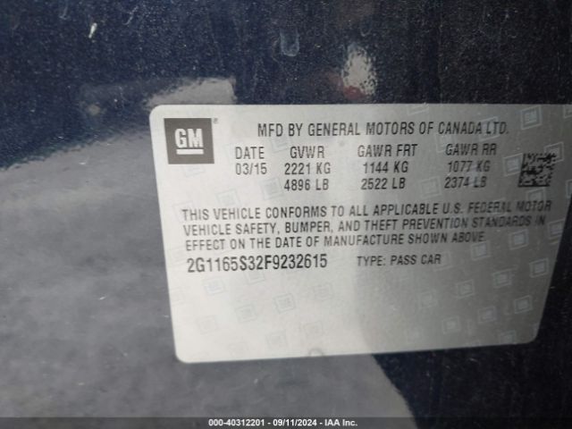 2G1165S32F9232615 Chevrolet IMPALA 2LZ