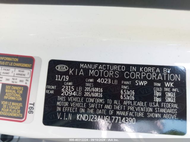 KNDJ23AU6L7714390 KIA SOUL LX