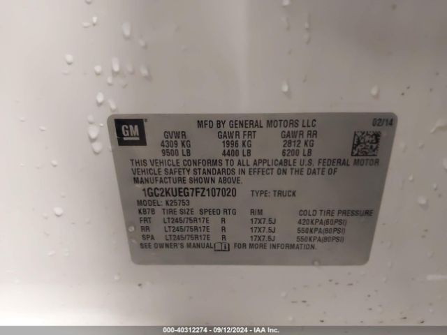1GC2KUEG7FZ107020 Chevrolet Silverado 2500hd Wt