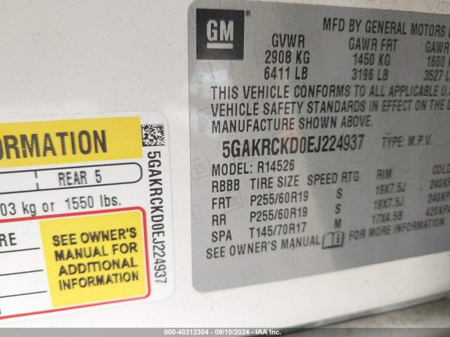 5GAKRCKD0EJ224937 Buick Enclave Premium
