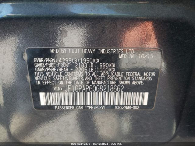JF1GPAP60G8218662 Subaru Impreza 2.0i Sport Premium