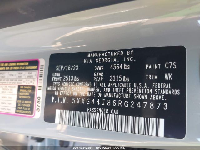 5XXG44J86RG247873 KIA K5 Gt