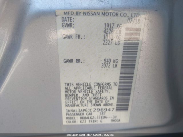 2018 NISSAN ALTIMA 1N4AL3AP6JC296947 Photo 8