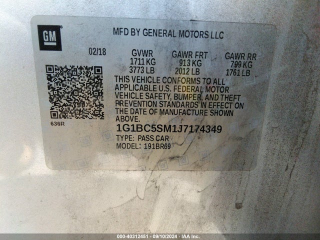 1G1BC5SM1J7174349 Chevrolet Cruze Ls Auto