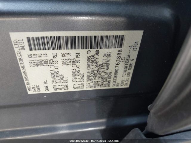 5N1AT3BB0MC763888 Nissan Rogue Sv Intelligent Awd