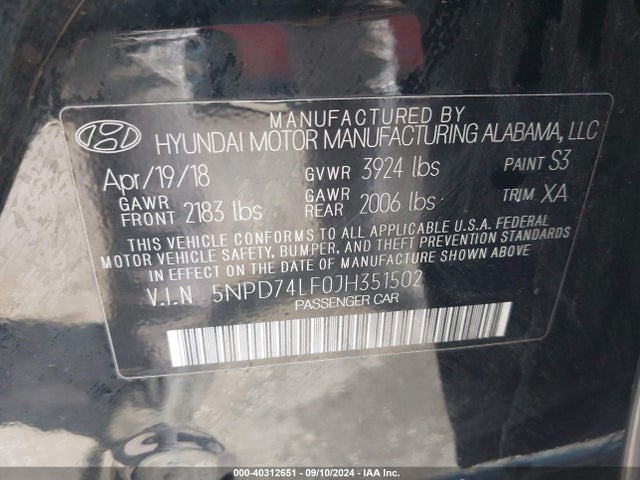 Hyundai ELANTRA SE 2018 5NPD74LF0JH351502 Image 9