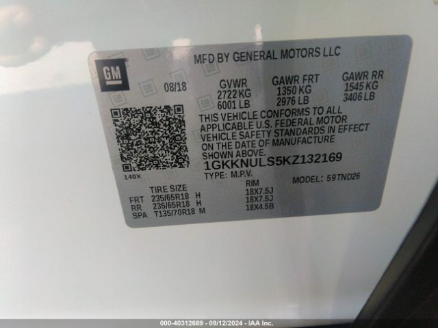 1GKKNULS5KZ132169 GMC Acadia Slt-1