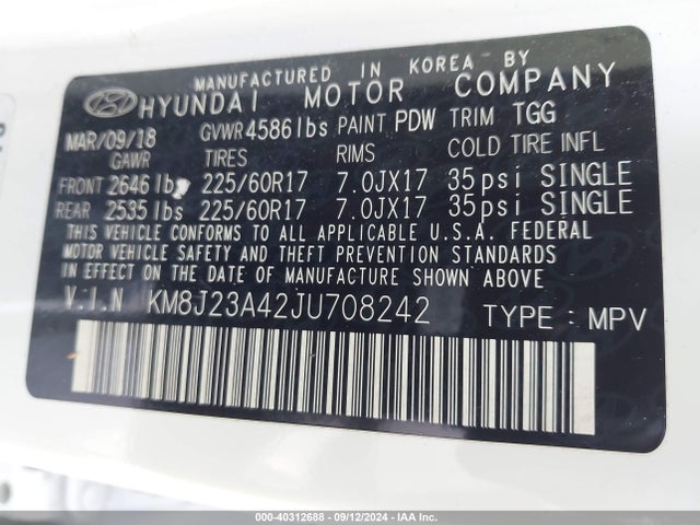 Hyundai TUCSON SE 2018 KM8J23A42JU708242 Image 9
