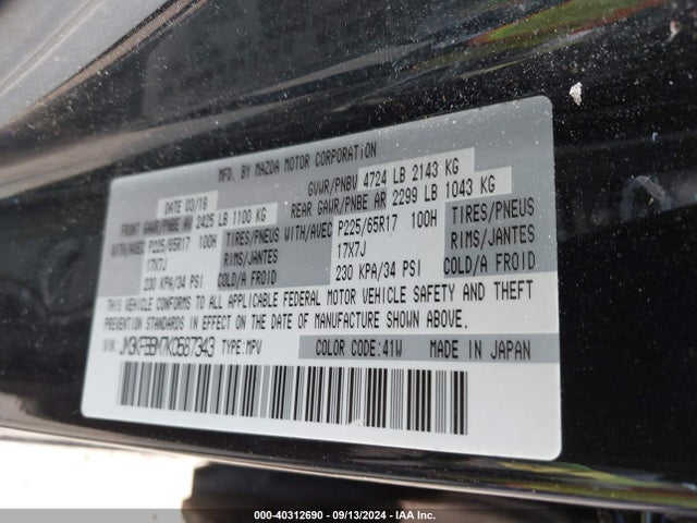 Mazda CX-5 SPORT 2019 JM3KFBBM7K0587343 Image 9