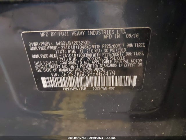 Subaru Forester 2.5i Premium 2017 JF2SJAGC3HH462479 Image 9