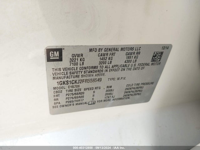 1GKS1CKJ2FR558549 GMC YUKON DENALI