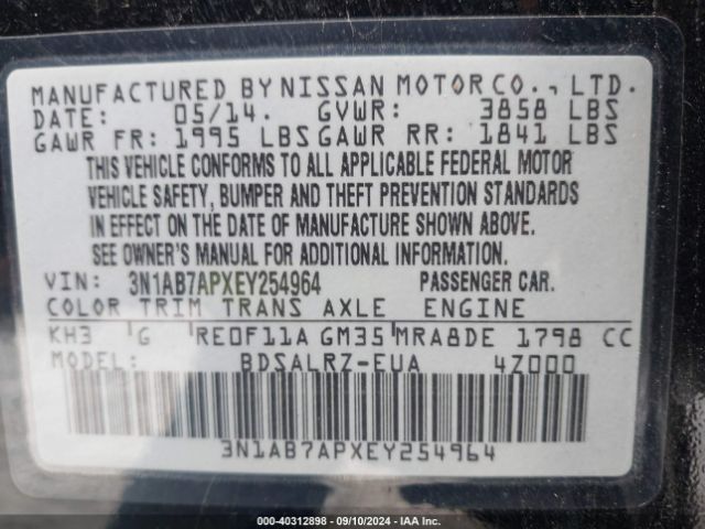3N1AB7APXEY254964 Nissan SENTRA SR