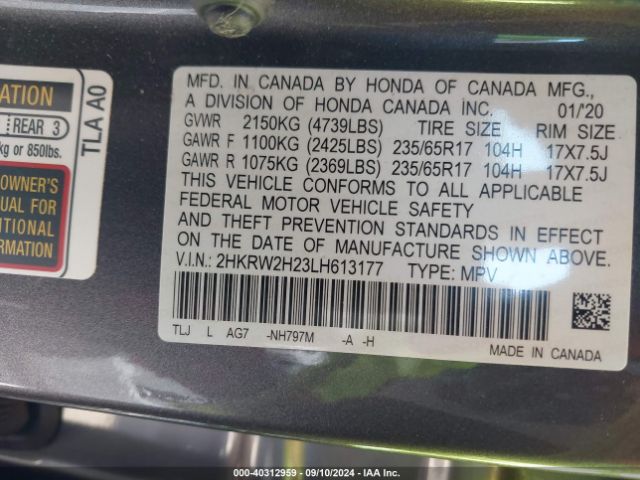2HKRW2H23LH613177 Honda Cr-v Awd Lx