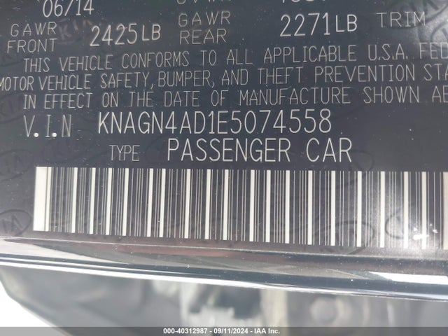 KIA Optima Hybrid Ex 2014 KNAGN4AD1E5074558 Image 9
