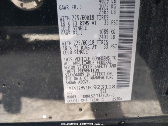 5N1AT2MV1FC923118 Nissan Rogue Sl