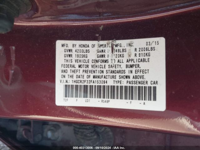 1HGCR2F32FA153094 Honda ACCORD LX